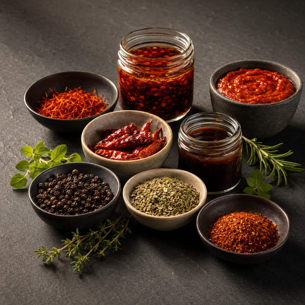 Spices, Sauces & Seafood Pantry