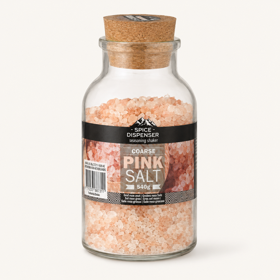 Coarse Pink Salt in Glass Dispenser – 540 g