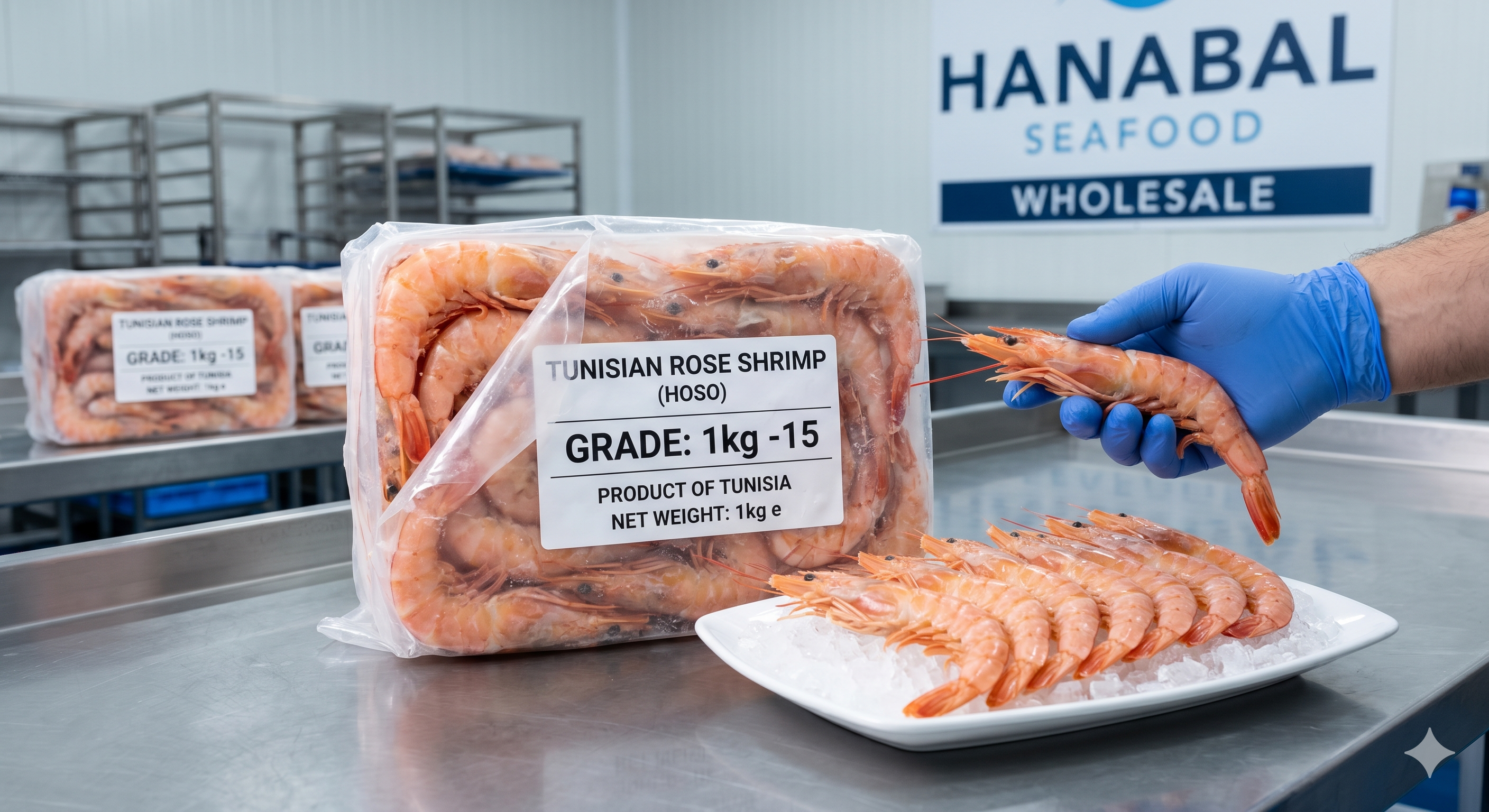 Premium Wild-Caught Tunisian Rose Shrimp – Jumbo Calibre (-15)