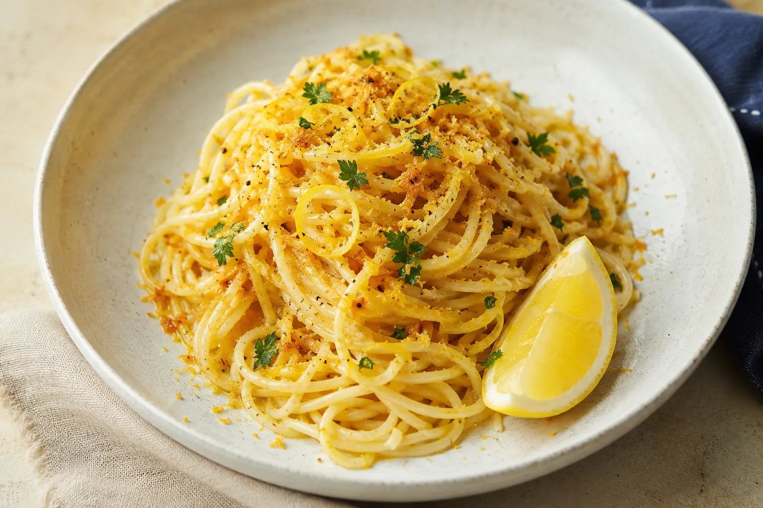 Spaghetti alla bottarga med citron, persilja och olivolja