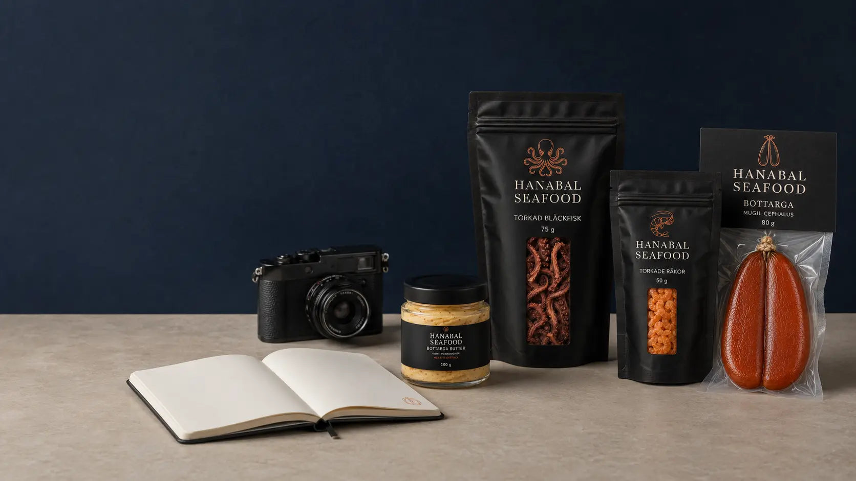 Hanabal Seafood-produkter i en redaktionell miljö för nyheter och recept